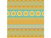 Notting Hill - Mustard - Border Fabric Gold, Turquoise, Blue